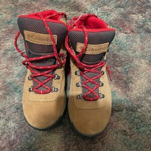 Columbia Tan and Red Hiking Boots with Durable Sole